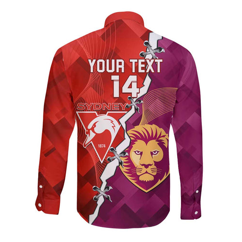 Custom Swans And Lions Football Long Sleeve Button Shirt 2024 Go Champions Final Dynamic Version