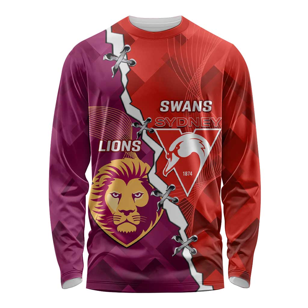 Custom Swans And Lions Football Long Sleeve Shirt 2024 Go Champions Final Dynamic Version