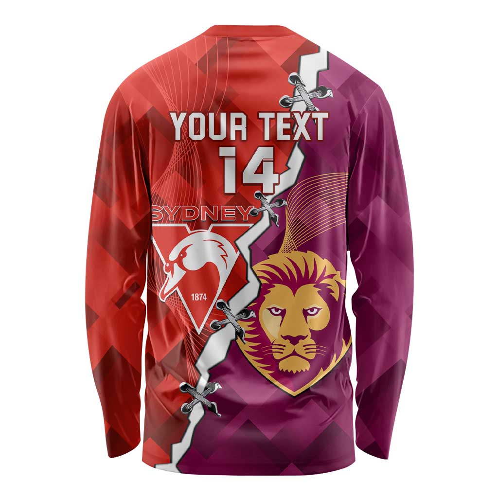 Custom Swans And Lions Football Long Sleeve Shirt 2024 Go Champions Final Dynamic Version
