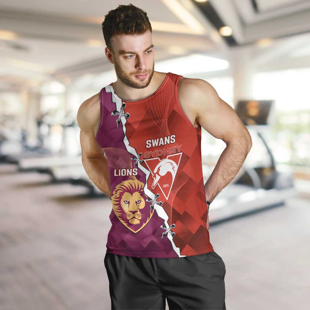 Custom Swans And Lions Football Men Tank Top 2024 Go Champions Final Dynamic Version