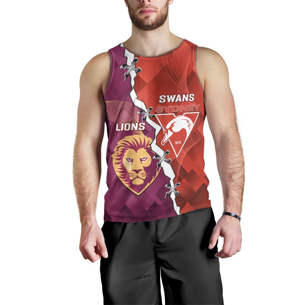 Custom Swans And Lions Football Men Tank Top 2024 Go Champions Final Dynamic Version
