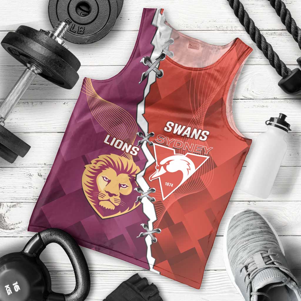 Custom Swans And Lions Football Men Tank Top 2024 Go Champions Final Dynamic Version