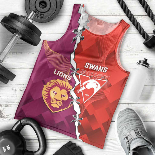 Custom Swans And Lions Football Men Tank Top 2024 Go Champions Final Dynamic Version