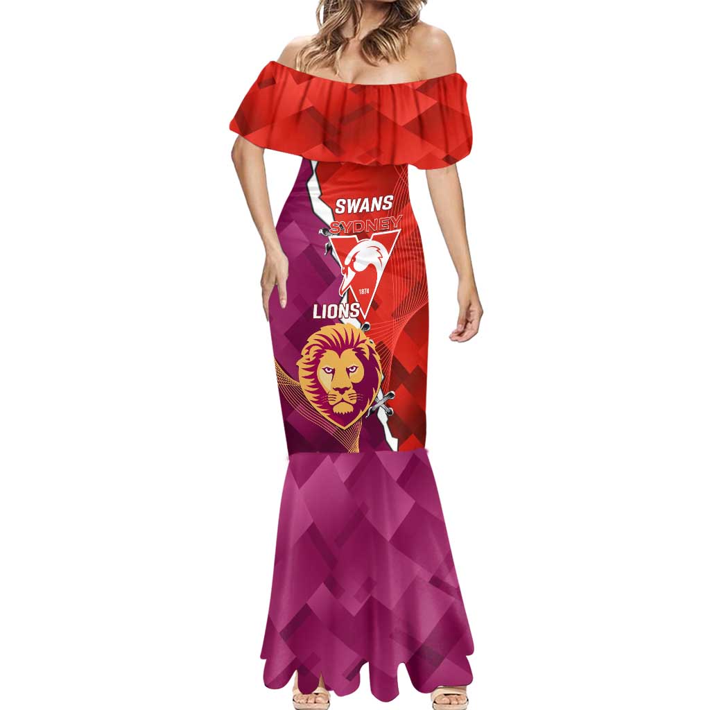 Custom Swans And Lions Football Mermaid Dress 2024 Go Champions Final Dynamic Version