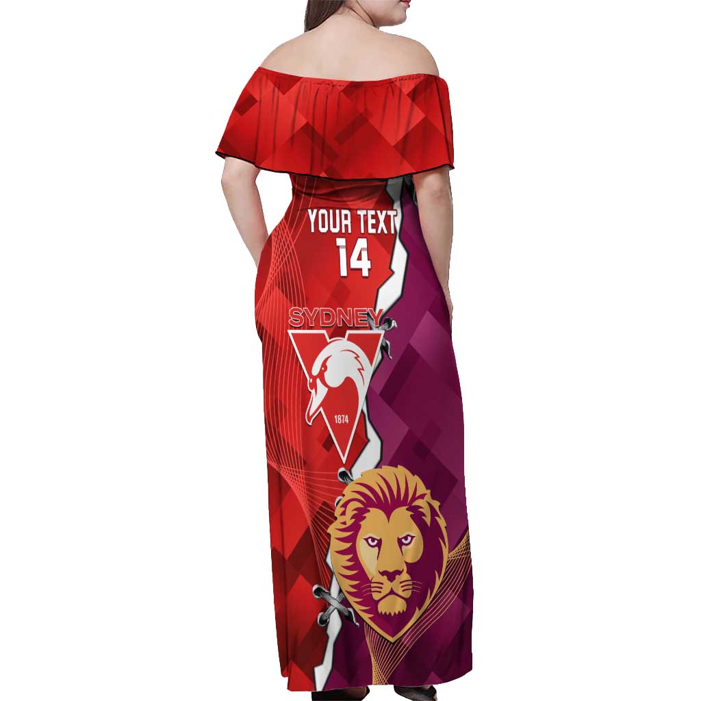 Custom Swans And Lions Football Off Shoulder Maxi Dress 2024 Go Champions Final Dynamic Version
