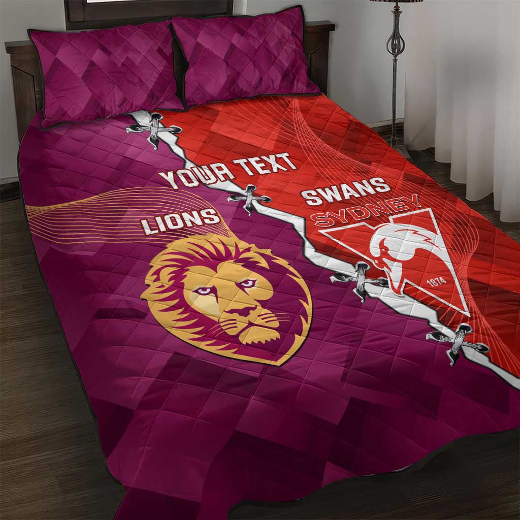 Custom Swans And Lions Football Quilt Bed Set 2024 Go Champions Final Dynamic Version