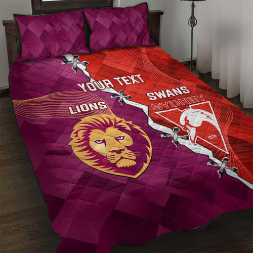 Custom Swans And Lions Football Quilt Bed Set 2024 Go Champions Final Dynamic Version