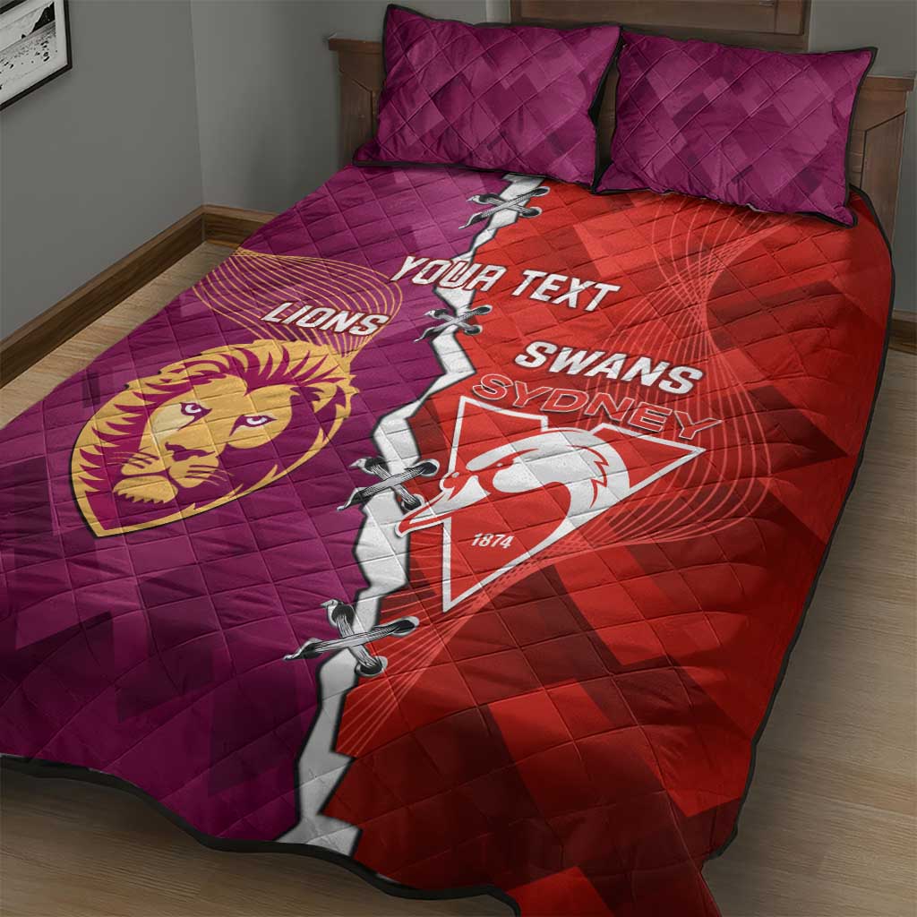 Custom Swans And Lions Football Quilt Bed Set 2024 Go Champions Final Dynamic Version