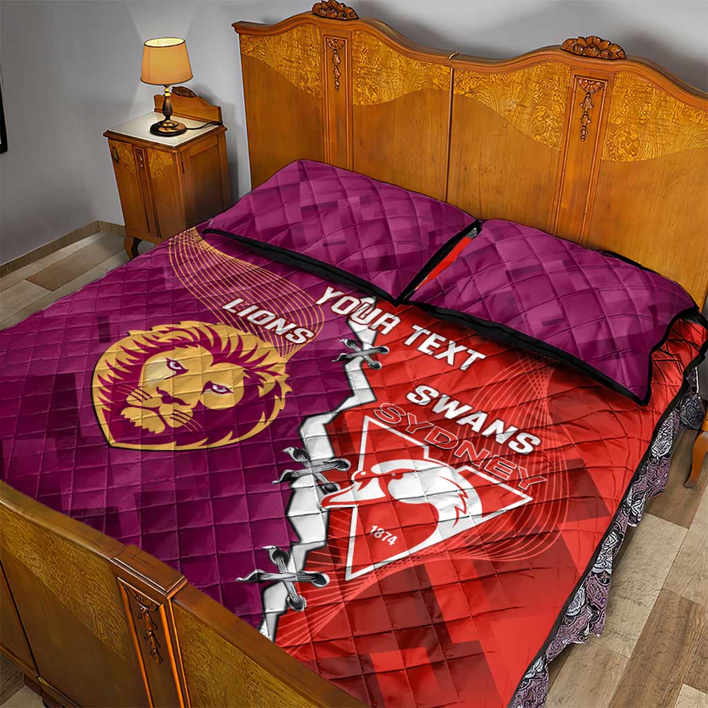 Custom Swans And Lions Football Quilt Bed Set 2024 Go Champions Final Dynamic Version