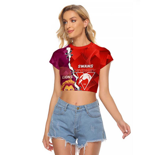Custom Swans And Lions Football Raglan Cropped T Shirt 2024 Go Champions Final Dynamic Version