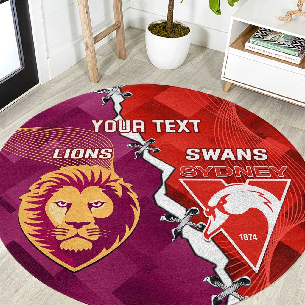 Custom Swans And Lions Football Round Carpet 2024 Go Champions Final Dynamic Version