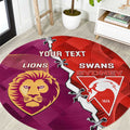 Custom Swans And Lions Football Round Carpet 2024 Go Champions Final Dynamic Version
