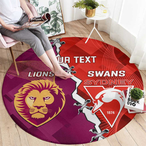 Custom Swans And Lions Football Round Carpet 2024 Go Champions Final Dynamic Version