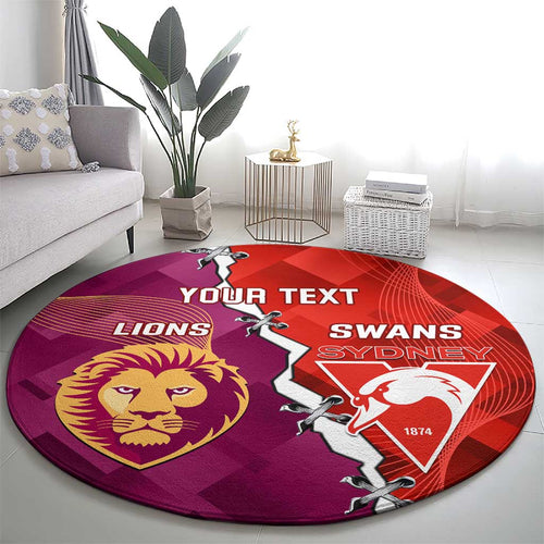 Custom Swans And Lions Football Round Carpet 2024 Go Champions Final Dynamic Version