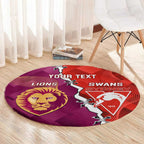 Custom Swans And Lions Football Round Carpet 2024 Go Champions Final Dynamic Version
