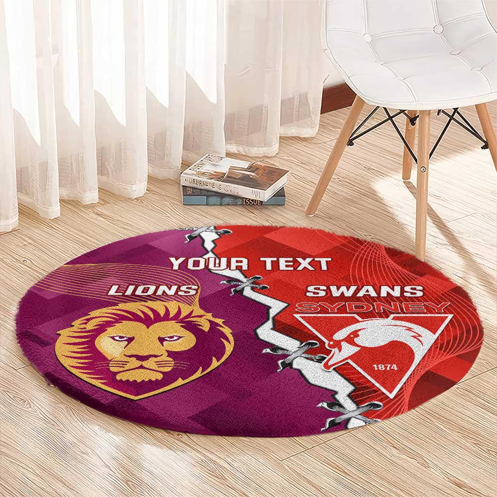 Custom Swans And Lions Football Round Carpet 2024 Go Champions Final Dynamic Version