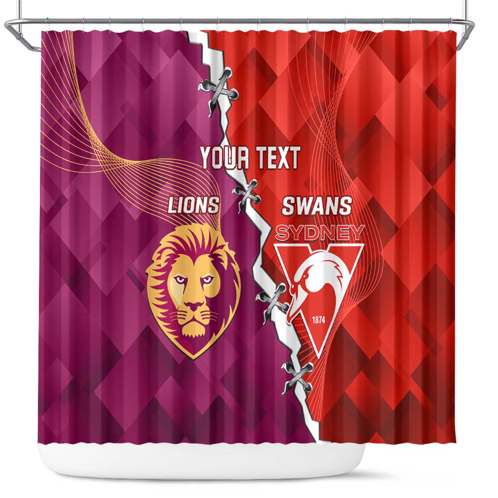 Custom Swans And Lions Football Shower Curtain 2024 Go Champions Final Dynamic Version