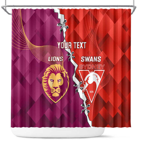 Custom Swans And Lions Football Shower Curtain 2024 Go Champions Final Dynamic Version