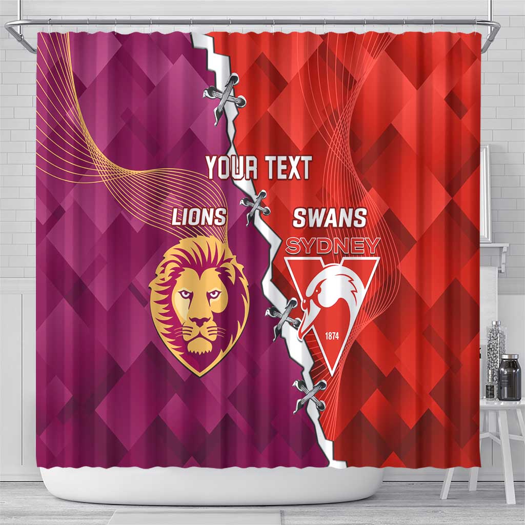 Custom Swans And Lions Football Shower Curtain 2024 Go Champions Final Dynamic Version