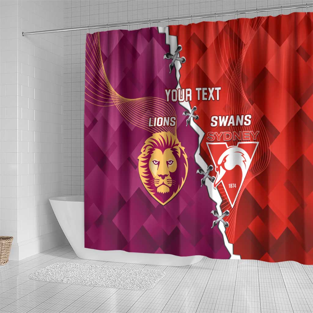 Custom Swans And Lions Football Shower Curtain 2024 Go Champions Final Dynamic Version