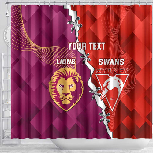 Custom Swans And Lions Football Shower Curtain 2024 Go Champions Final Dynamic Version