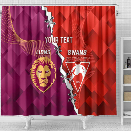 Custom Swans And Lions Football Shower Curtain 2024 Go Champions Final Dynamic Version
