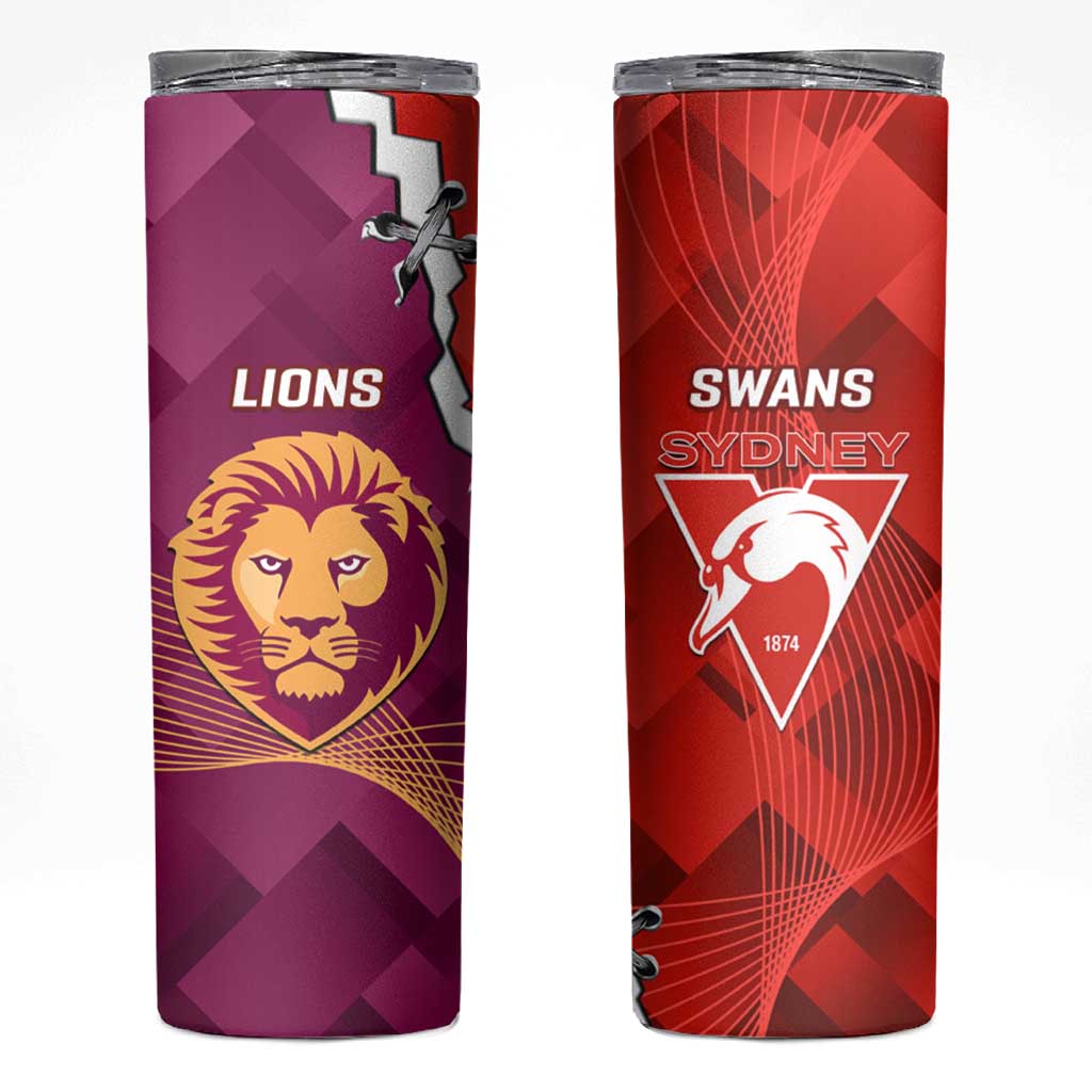 Swans And Lions Football Skinny Tumbler 2024 Go Champions Final Dynamic Version