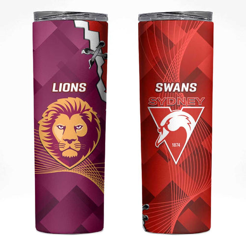 Swans And Lions Football Skinny Tumbler 2024 Go Champions Final Dynamic Version