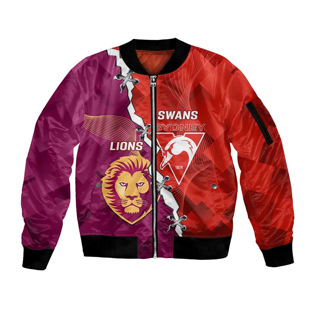 Custom Swans And Lions Football Sleeve Zip Bomber Jacket 2024 Go Champions Final Dynamic Version