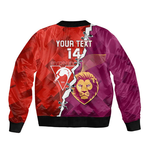 Custom Swans And Lions Football Sleeve Zip Bomber Jacket 2024 Go Champions Final Dynamic Version