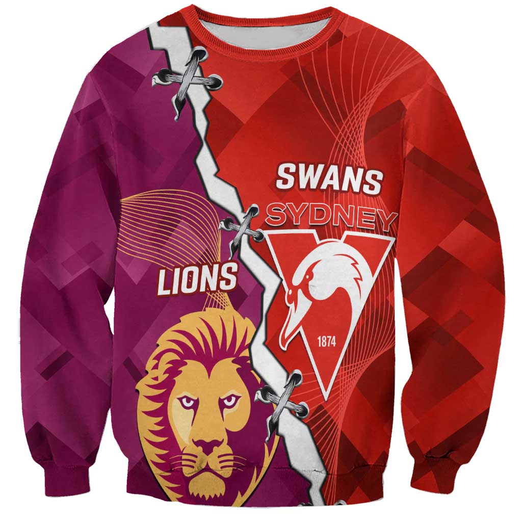 Custom Swans And Lions Football Sweatshirt 2024 Go Champions Final Dynamic Version