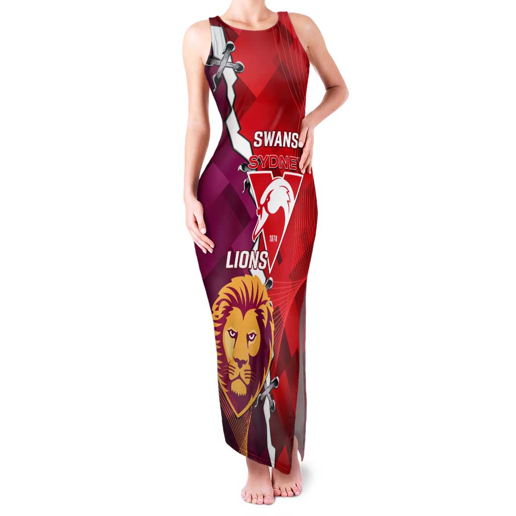 Custom Swans And Lions Football Tank Maxi Dress 2024 Go Champions Final Dynamic Version