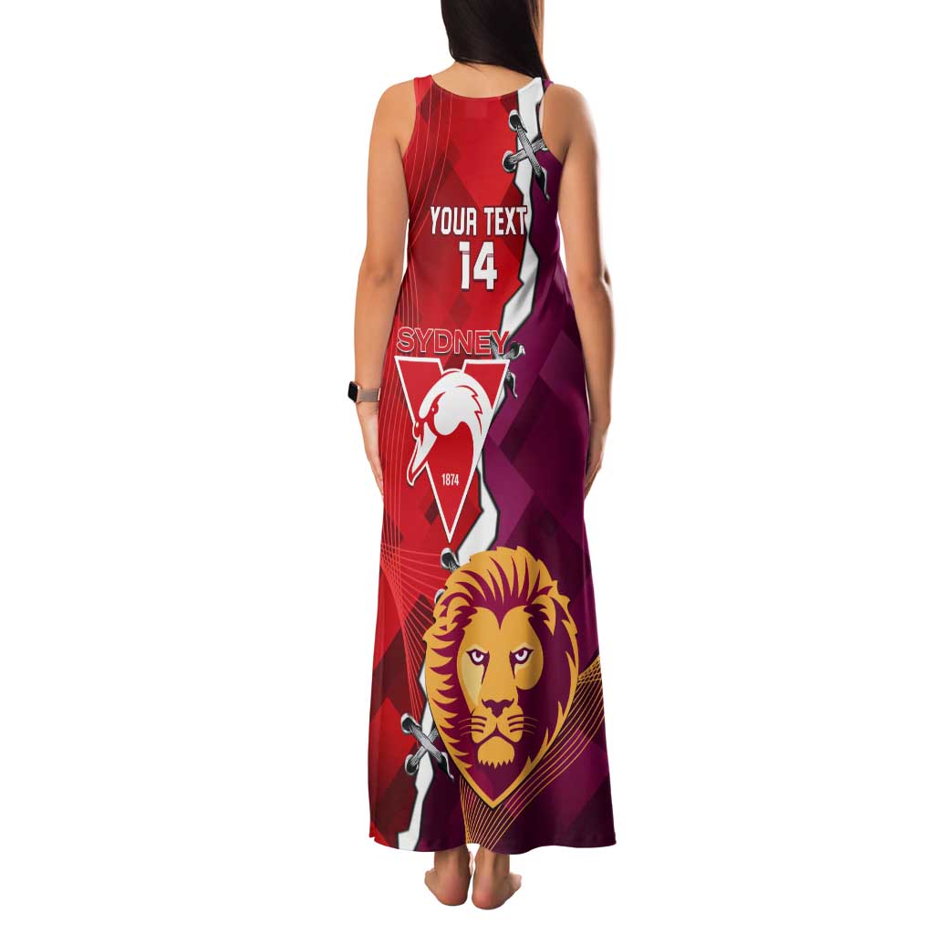 Custom Swans And Lions Football Tank Maxi Dress 2024 Go Champions Final Dynamic Version