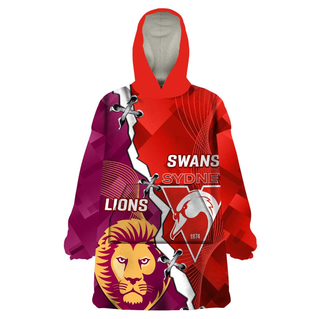 Custom Swans And Lions Football Wearable Blanket Hoodie 2024 Go Champions Final Dynamic Version