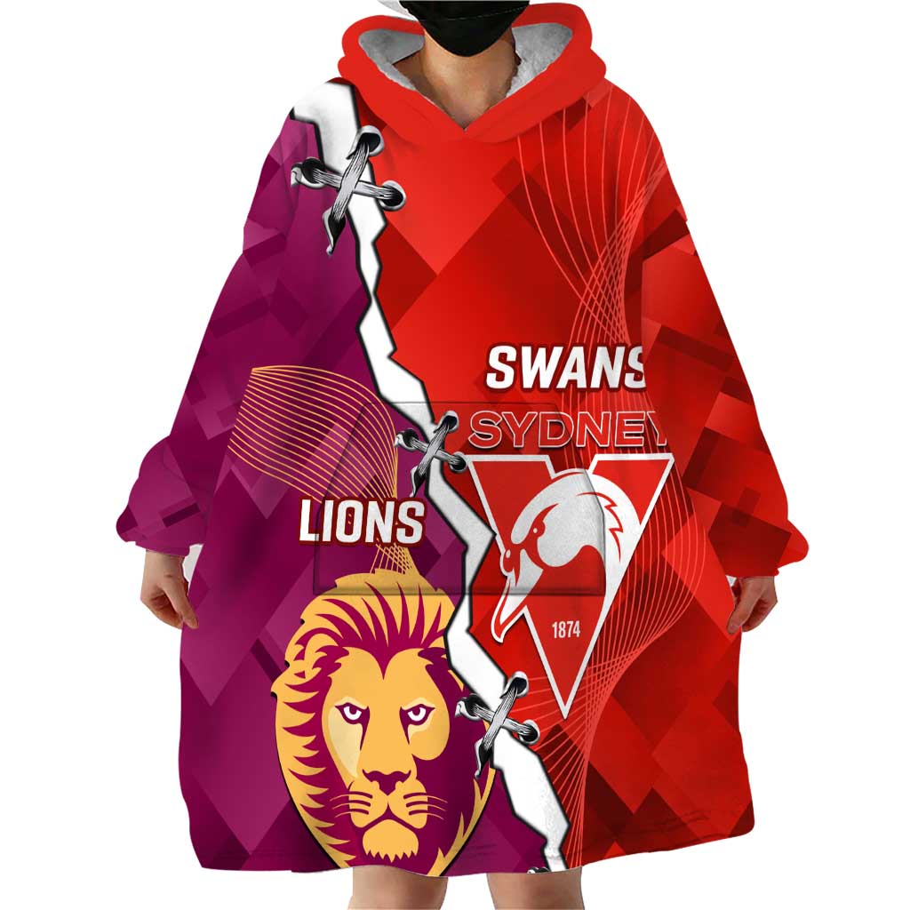 Custom Swans And Lions Football Wearable Blanket Hoodie 2024 Go Champions Final Dynamic Version