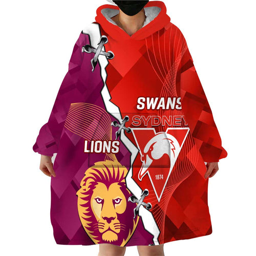 Custom Swans And Lions Football Wearable Blanket Hoodie 2024 Go Champions Final Dynamic Version