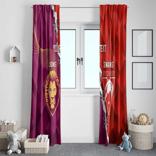 Custom Swans And Lions Football Window Curtain 2024 Go Champions Final Dynamic Version