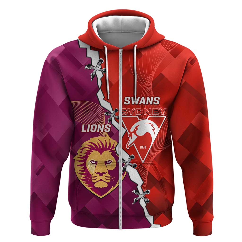 Custom Swans And Lions Football Zip Hoodie 2024 Go Champions Final Dynamic Version