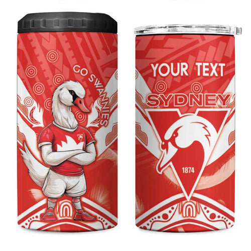 Personalised Swans Football 4 in 1 Can Cooler Tumbler 2024 Swannies Mascot Go Champions