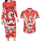 Personalised Swans Football Couples Matching Long Sleeve Bodycon Dress and Hawaiian Shirt 2024 Swannies Mascot Go Champions