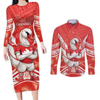 Personalised Swans Football Couples Matching Long Sleeve Bodycon Dress and Long Sleeve Button Shirt 2024 Swannies Mascot Go Champions