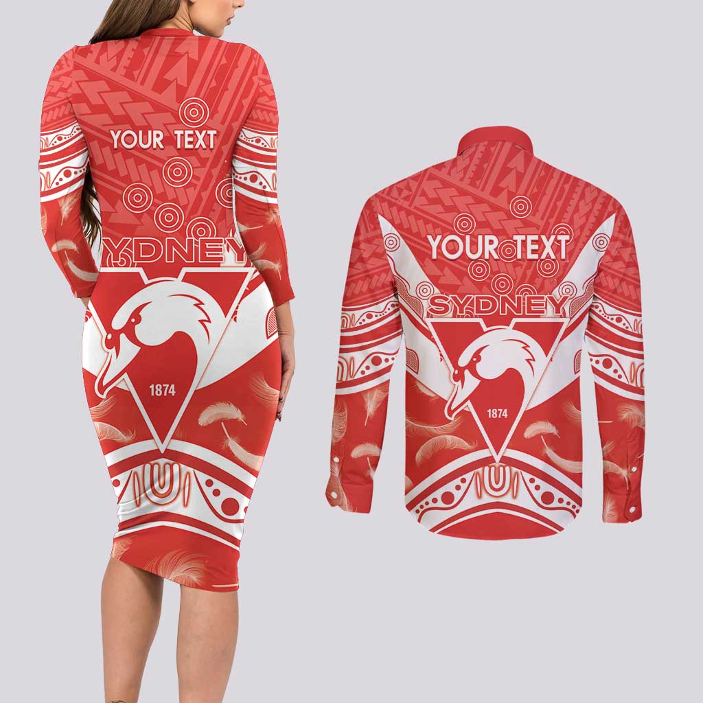 Personalised Swans Football Couples Matching Long Sleeve Bodycon Dress and Long Sleeve Button Shirt 2024 Swannies Mascot Go Champions