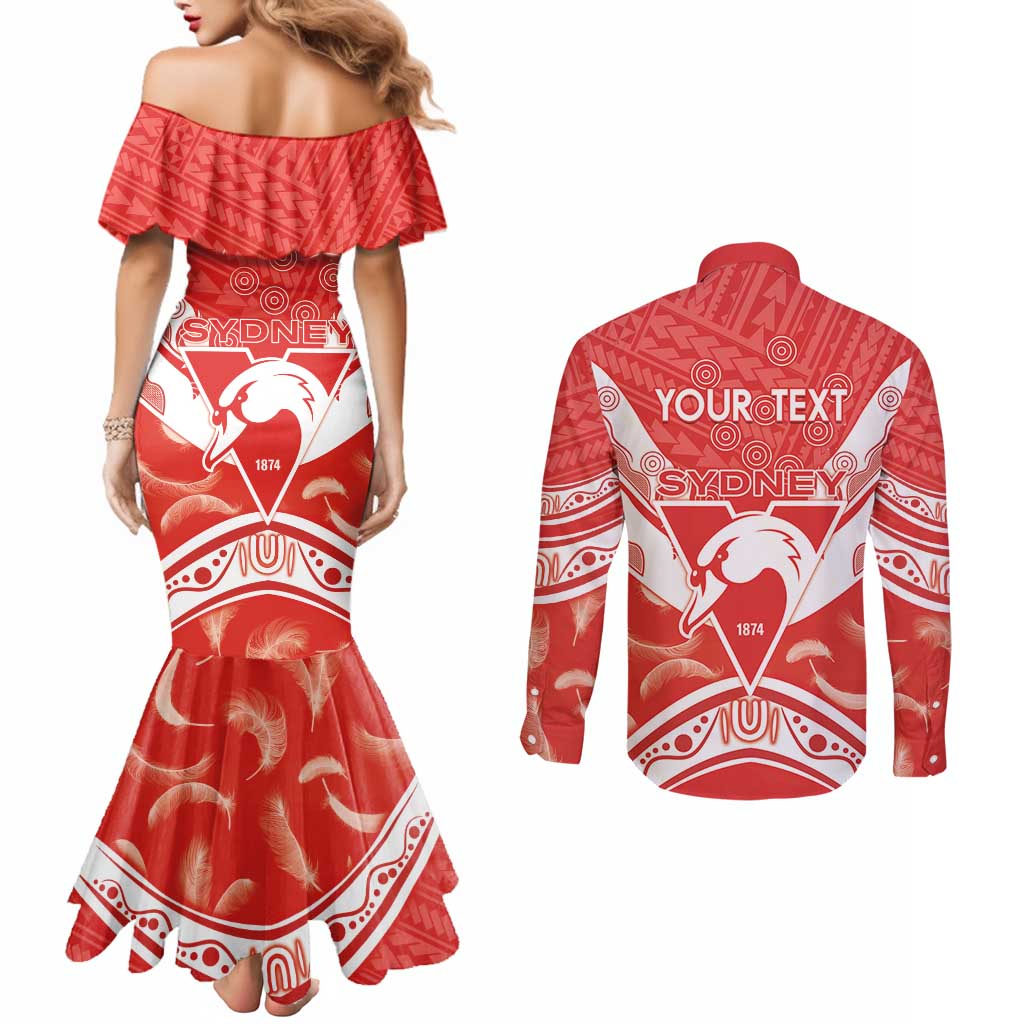 Personalised Swans Football Couples Matching Mermaid Dress and Long Sleeve Button Shirt 2024 Swannies Mascot Go Champions