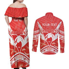 Personalised Swans Football Couples Matching Off Shoulder Maxi Dress and Long Sleeve Button Shirt 2024 Swannies Mascot Go Champions