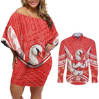 Personalised Swans Football Couples Matching Off Shoulder Short Dress and Long Sleeve Button Shirt 2024 Swannies Mascot Go Champions