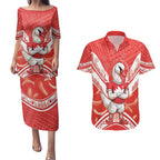 Personalised Swans Football Couples Matching Puletasi and Hawaiian Shirt 2024 Swannies Mascot Go Champions