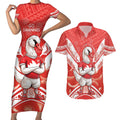Personalised Swans Football Couples Matching Short Sleeve Bodycon Dress and Hawaiian Shirt 2024 Swannies Mascot Go Champions