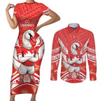 Personalised Swans Football Couples Matching Short Sleeve Bodycon Dress and Long Sleeve Button Shirt 2024 Swannies Mascot Go Champions