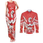 Personalised Swans Football Couples Matching Tank Maxi Dress and Long Sleeve Button Shirt 2024 Swannies Mascot Go Champions