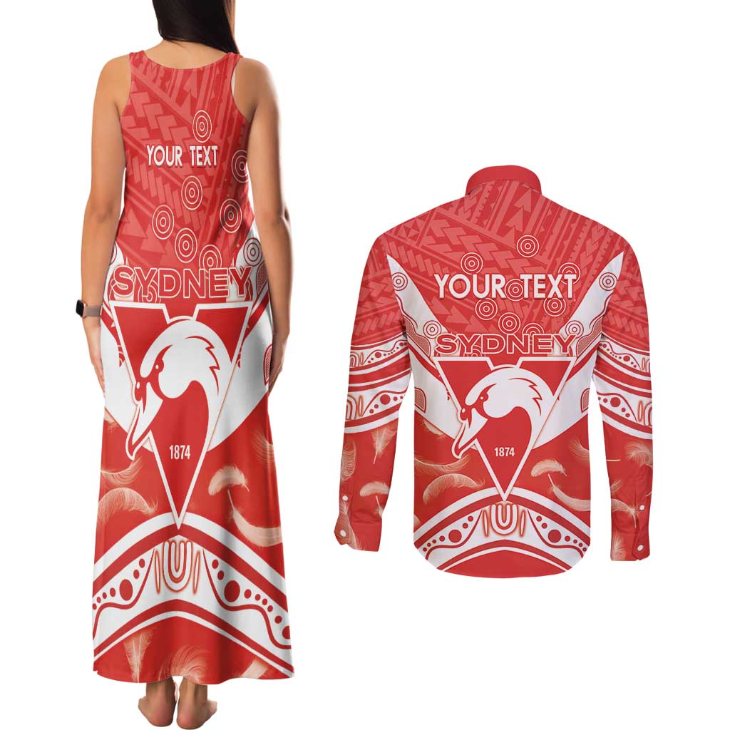 Personalised Swans Football Couples Matching Tank Maxi Dress and Long Sleeve Button Shirt 2024 Swannies Mascot Go Champions